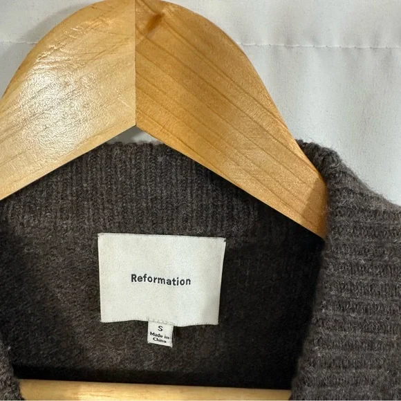 Reformation Mer 100% Merino Wool Knit Sweater in Cocoa Brown - Picture 10 of 12